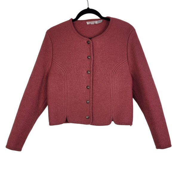 Vintage TALBOTS Mauve Pink Boiled Wool Jacket women's MED size 12 Button Front - Picture 6 of 9